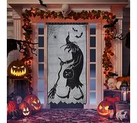 Homo Trends Decoración de Puerta de Halloween, Cortinas de Halloween, Cortina de Encaje Negro, Cortinas de Brujas para Halloween, decoración de Terror, Ventana, Puerta de casa, decoración de Fiesta