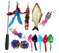 HOMOBABE 15 Piezas de Juguetes Interactivos para Gatos Variedad de Juguetes de Teaser Coloridos para Estimulación y Diversión de Mascotas la Interacción y del Estrés Color Color Aleatorio