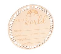 HOMOBABE 1juego Cartel Anuncio De Nacimiento Madera Natural Placa Decorativa Redonda Para Nombre De Recién Nacido Accesorio Fotográfico Para Bienvenida