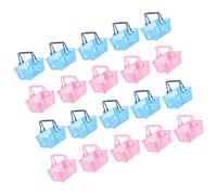 HOMOBABE 20 Piezas Cestas de Compra Miniatura para Juguetes Cestas de Supermercado con Asa Accesorios para Casa de Muñecas Decoración para Micro Colores Rosa y Azul