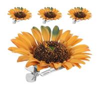HOMOBABE 4 Pinzas para Cortinas Forma de Girasol de Metal y Tela de Seda, Abrazaderas Decorativas para Cortinas en Casa y Oficina, Paquete de 4 Unidades