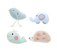 HOMOBABE 4piezas Juguetes De Gato De Catnip De Peluche Interactivos Forma De Animales para Mascotas Incluye Pájaro Elefante Ballena y Erizo para Morder y Jugar