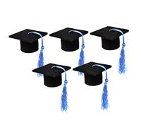 HOMOBABE 5piezas Mini Sombreros Doctorales Decorativos Borlas para Botellas De Vino Color Azul para Graduaciones y Fiestas
