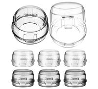 HOMOBABE 8Piezas Cubiertas de Perilla de Estufa Transparentes de Seguridad para de Perilla de Gas con Diseño de Gran Agujero Bloqueo de Botones para Prevención de Accidentes