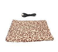 HOMOBABE Alfombrilla Térmica para Perros y Gatos con Calefacción USB Ajustable Manta Eléctrica Lavable Antirascado Antimordedura Estampado Leopardo