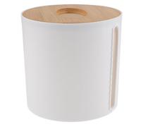 HOMOBABE Almacenaje Papel Higienico Redondo Tapa de Bambú, Organizador de Rollos de Plástico Ligero para Baño y Patio, Estilo Simple