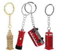 HOMOBABE Autobús Rojo, Reloj Icónico, Buzón y Cabina Telefónica de Londres, Accesorios Decorativos Multiusos para Llaves y Bolsos