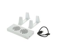 HOMOBABE Base Vertical y 2 Conectores USB con Ventilador de Refrigeración Doble Blanco ABS con 3 Velocidades Ajustables para Sincronización de Datos y Carga