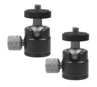 HOMOBABE Cabezal Esférico de Trípode de Aleación de Aluminio para Cámara y Proyector, Mini Tamaño, Rotación 360°, Soporte Portátil para Fotografía y Vídeo, Color Metálico, Paquete de 2