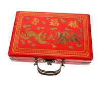 HOMOBABE Caja de Almacenamiento de Mahjong Portátil de Madera con Asa Diseño Vintage y Práctico para Fichas de Mahjong Resistente y Duradera