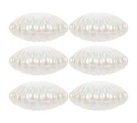 HOMOBABE Caja de Obsequio 6 Piezas de Conchas Marinas de Pp en Tonos Perla, Elegante Estuche para Dulces y Complementos en Fiestas y Bodas