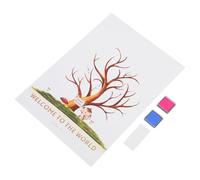 HOMOBABE Cartel de Árbol de Huellas para Revelación de Género con Póster Tintas Azul Adhesivos Decoración Versátil para Shower y Fiestas de Cumpleaños