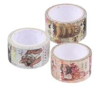 HOMOBABE Cintas Washi Sellos Vintage Adhesivas 25mm X 5m 3 Rollos para Manualidades Decoración de Diarios Álbumes y Scrapbooking Pegatinas de Sellos DIY Estilo Aleatorio