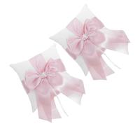 HOMOBABE Cojín para Anillos de Boda Diseño Elegante y Romántico 2 Piezas con Doble Lazo de Cinta Rosa para Ceremonia de Compromiso y Propuesta Especial