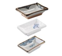 HOMOBABE Conjunto de 3 Platos de Cerámica Japonesa para Salsa de Soja, Decoración Saludable para Mesa, Tamaño 3.5 Pulgadas, Adecuado para Cocina y Bbq Color Aleatorio Varios estilos