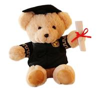 HOMOBABE Doll Doctor Bear Plush Toy for Graduation Season Creative Stuffed Animal Decoration for Home and Kids
