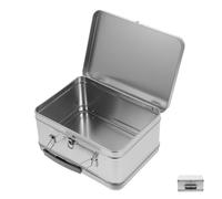 HOMOBABE Fiambrera Metálica Portátil con Asa Caja de Hojalata Plateada 100 MM de Alto con Tapa y Cierre Hermético Recipiente Almuerzo a Prueba de Fugas Adecuado para Almacenamiento y