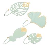 HOMOBABE Ganchos para Ropa de Hierro Verde Superficie Lisa y Forma de Hoja, 4 Piezas Portátiles para Colgar y Decorar el Hogar de Forma Práctica