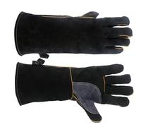 HOMOBABE Guantes de Trabajo de Piel de Vaca Negros Resistentes al Calor Aislamiento Térmico y Alta Resistencia para Soldar y Jardinería