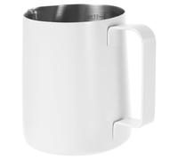 HOMOBABE Jarra de Leche de Acero Inoxidable Blanca con Inclinado para Espumar Café Jarra Versátil para Espresso Leche y Jugos Fácil de Limpiar y Resistente