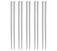 HOMOBABE Juego de 5 Pares de Palillos de Acero Inoxidable Reutilizables y Antideslizantes, Color Plata, Ideales para Ramen y Sushi en Cocina y Comedor