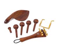 HOMOBABE Juego de Accesorios para Violín de Madera de Palo de Rosa 15 Piezas Pasador Barbada y Cordal Color Café para Luthiers y Reparación de Instrumentos Musicales