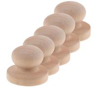 HOMOBABE Manijas de Sello de Madera Maciza Redondas de 5 Cm, 6 Piezas para Manualidades y Estampado, Mango de Repuesto Multifuncional Compatible para Sellos de Lacre y Boda, Uso en Oficina