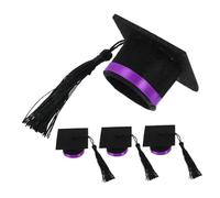 HOMOBABE Mini Tapones para Botellas De Vino Forma De Birrete De Graduación, Color Púrpura, Set De 4 Piezas, Accesorios Decorativos para Fiestas De Graduación y Ramo De Flores