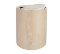 HOMOBABE Papelera Vintage de Plástico con Vetas de Madera, Tapa Abatible, Tamaño Mediano, Color Original Madera, Cubo de Basura Compacto para Oficina, Cocina y Hogar, Contenedor