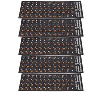 HOMOBABE Pegatinas para Teclado Ruso 5 Hojas Negro Mate Letras Naranjas, Calcomanías de Idioma para Teclado de Escritorio y Portátil, Accesorios de Computadora Resistentes y Compatibles