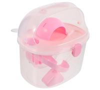 HOMOBABE Transportín para Hámster Pequeño De Plástico Transparente Rosa, Caja De Transporte Portátil para Viaje y Exterior, Soporte para Mascotas Pequeñas como Jerbos y Cobayas