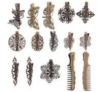 HOMOCONO 15 Pinzas Pelo Vintage de Metal Color Coffee, Horquillas Elegantes Buen Agarre para Mujeres y Niñas, Accesorios Sencillos Cabello Varios estilos