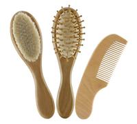 HOMOCONO 1juego Cepillo y Peine Para Bebés De Madera Cerdas De Lana Cuidado Infantil Suave y Seguro Para Cabelludo Para Baños y Masajes Diarios Caja
