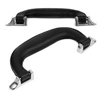 HOMOCONO 2 Piezas Asas de Equipaje de Cuero Negro Base Plateada, Accesorio para Maleta y Caja de Herramientas, Empuñadura Resistente y Cómoda para Reemplazo y Viaje