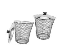 HOMOCONO 2 Piezas Cubo de Compost Contenedor de Compost Exterior de Metal con Tapa, 28,50x23,50x15cm, para Compostaje Doméstico, Residuos de Cocina y Jardín, Vermicompostaje