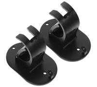 HOMOCONO 2 Piezas Soporte para Barras de Cortina, Soporte de Varilla sin Clavos, Plástico Negro, Abrazadera Ajustable, Instalación sin Taladro, para Barra de Cortina de Ducha