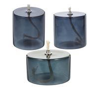 HOMOCONO 3 Lámparas de Aceite Recargables de Vidrio Transparente 3 Tamaños (pequeño, Mediano y Grande) Color Gris Oscuro con Mecha de Algodón para Decoración de Mesa, Cenas, Bodas