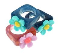HOMOCONO 3piezas Anillos de Resina Vintage Apilables con Diseño Retro y Detalles de Piedras Joyería Creativa para Mujer Regalo para Cumpleaños y Uso Diario
