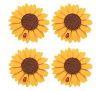 HOMOCONO 4 Piezas Abrazadera para Sujetar Cortinas Alzapaños de Girasol Forma de Flor, Amarillo, Hierro y Tela, para Decorar Cortinas, Fácil de Usar, Decoración del Dormitorio Hogar