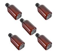 HOMOCONO 5 Botellas de Viaje con Tapón de Rosca Pp Rellenable de Plástico Pet Capacidad 200ml, Diseño de Cuello Largo Cuadrado para Viajes y Camping