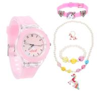 HOMOCONO 5 Piezas Reloj para Niñas Unicornio, Correa de Silicona, Lectura | Conjunto Obsequio, Uso Diario y Colegio, Patrón Cartoon, Hebilla Ajustable, Navidad Cumpleaños