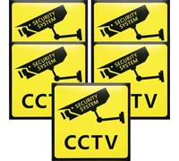 HOMOCONO 5 piezas Unidades Pegatinas Video Vigilancia Cctv Autoadhesivas Señal Seguridad Exterior para Propiedad Privada Prohibido Paso