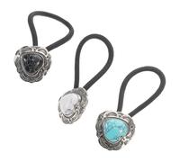 HOMOCONO Accesorios Cabello Vintage, Coleteros Metálicos Acentos Turquesas, Juego de 3 para Estilos Bohemios y Ocasiones Obsequios para Mujeres y Niñas