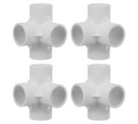 HOMOCONO Adaptador de Pvc de 4 Vías Blanco Resistente a Impactos y Rayos UV para Tuberías y Juntas en Sistemas de Fontanería 4 Piezas
