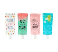 HOMOCONO Bolsa de Viaje de Plástico Plegable 100 Ml 4 Piezas Bolsa Dispensadora Exprimible y Recargable para Champú, Loción y Crema Diseño Anti-fugas y Colores Variados para Kit de Aseo
