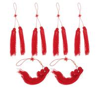 HOMOCONO Borla de Espada Roja para Tai Chi, 6 Piezas de Hilo Resistente, Accesorios Colgantes para Competiciones de Artes Marciales