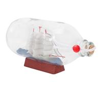 HOMOCONO Botella de Deriva con Barco en Miniatura en Vidrio y Madera, Decoración Verano para Hogar y Escritorio con Diseño Artístico y Materiales Seguros