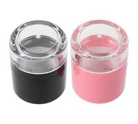 HOMOCONO Botellas Rellenable para Champú Seco Aplicador de Esponja y Espejo, 5g, 2 Unidades (Rosa y Negro), Envase de Plástico Reutilizable para Control de Aceite y Líneas de Cabello en