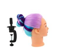 HOMOCONO Cabeza de Maniquí de Plástico y Seda para Peluquería Beige Resistente al Calor para Practicar Peinados y Exhibición en Salones Profesionales