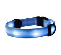 HOMOCONO Collar de Seguridad para Perros Nylon Duradero Luz LED Intermitente Azul, Ajustable de 33 a 55cm y Diseño Lavable a Mano para Paseos Nocturnos Seguros